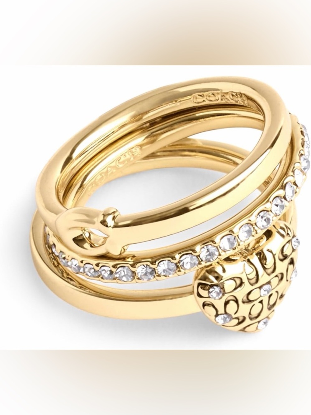 NWT - COACH Heart Ring Set - Size 7